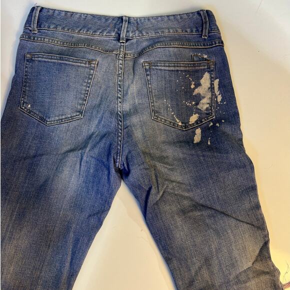 Free People Bleach Splatter Distressed Raw Hem Flare Denim Jeans Size 31 - Picture 5 of 7